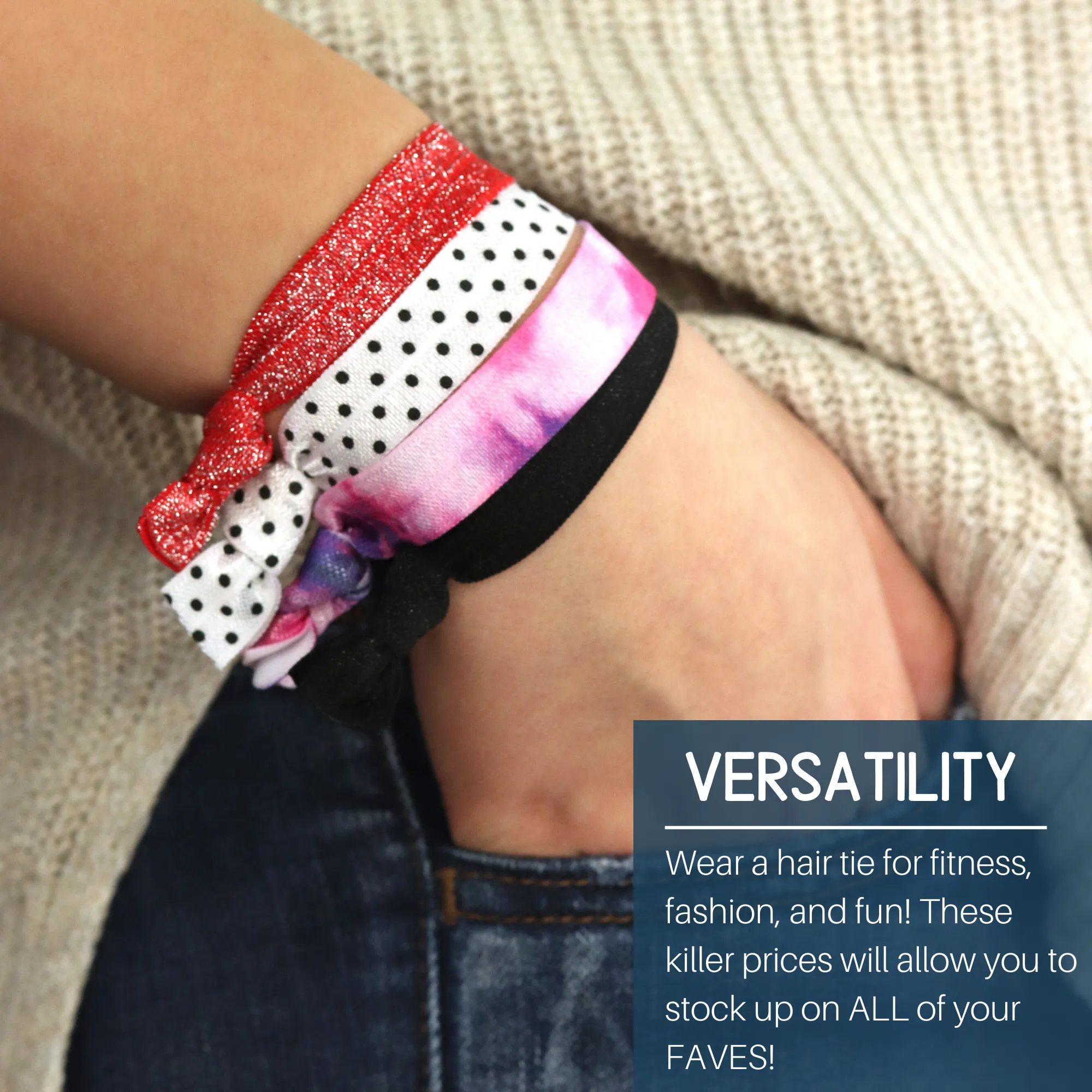 Gray Ribbon Hair Ties - 5 Pack