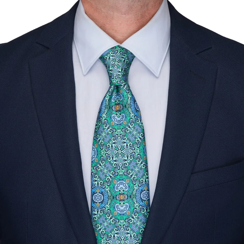 Green King of Sicily Duchesse Silk Tie