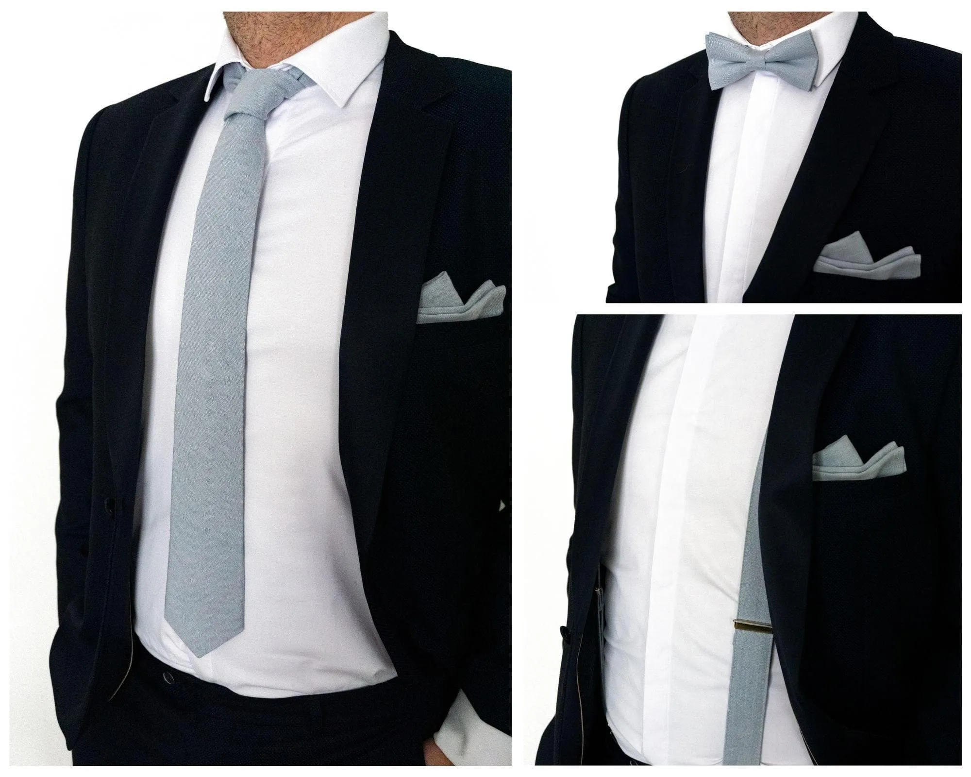 Groomsmen Solid Linen Tie in Dusty Blue
