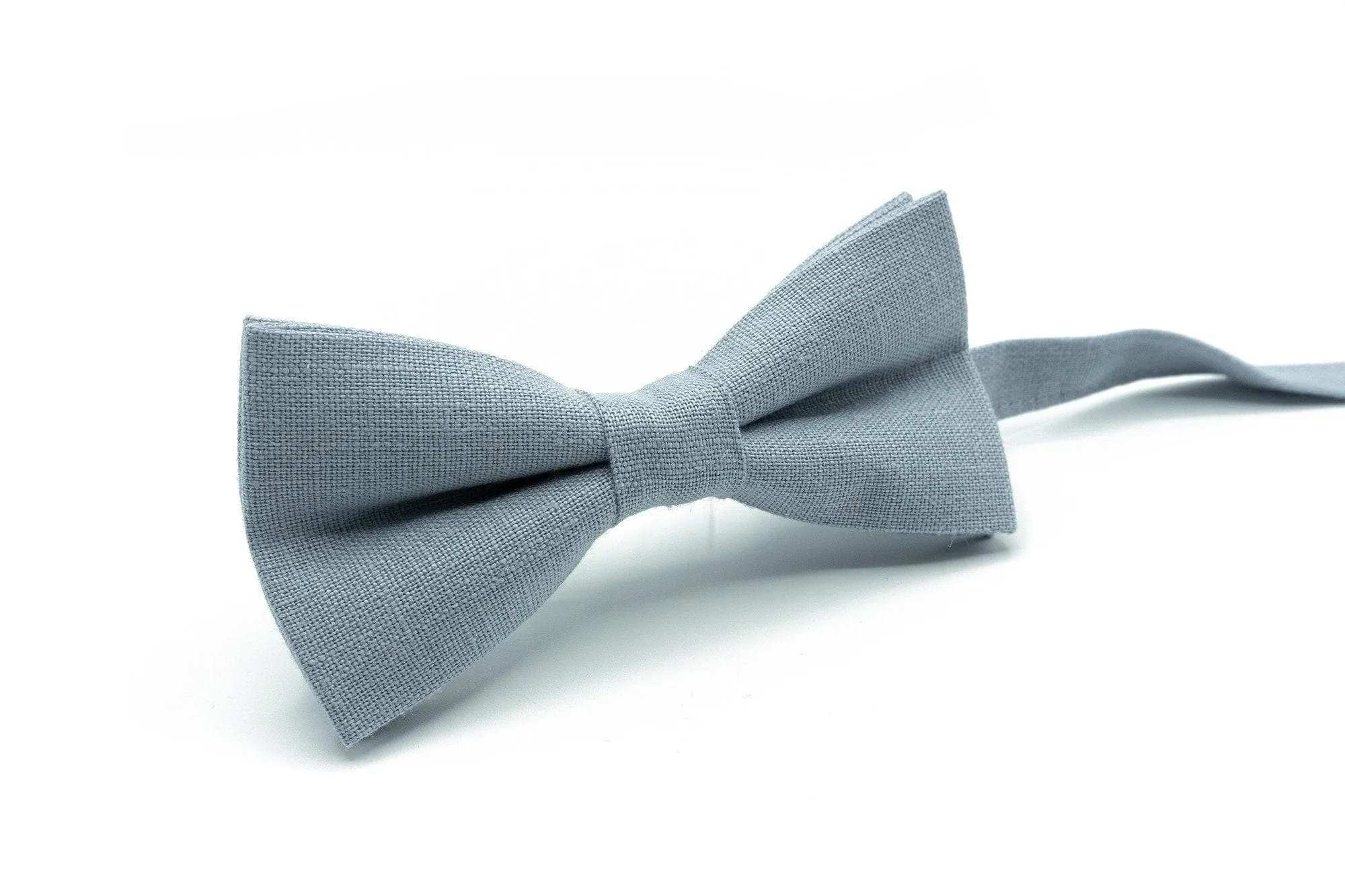 Groomsmen Solid Linen Tie in Dusty Blue
