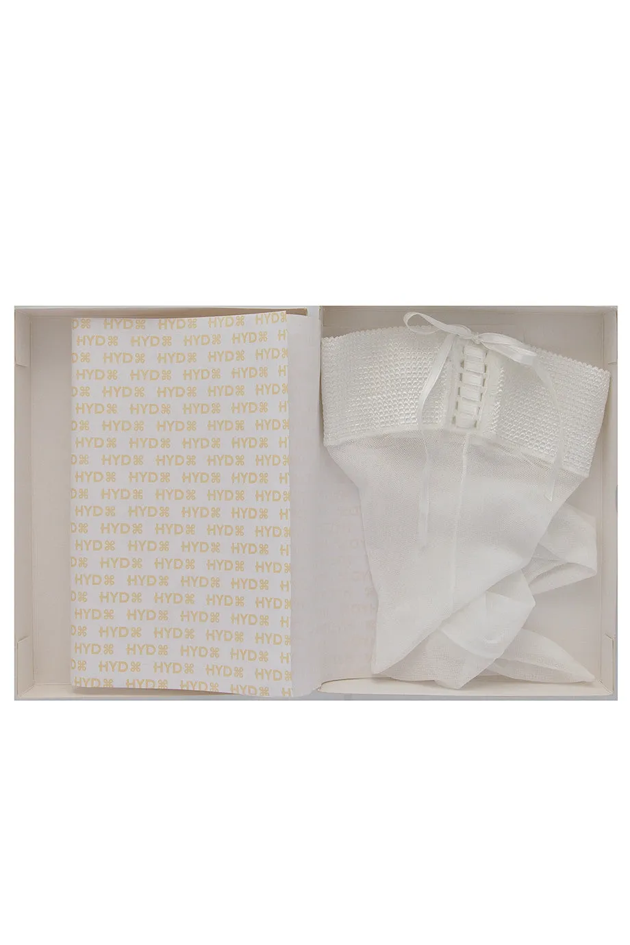 HYD VOILE Lace Ties Hold Ups White