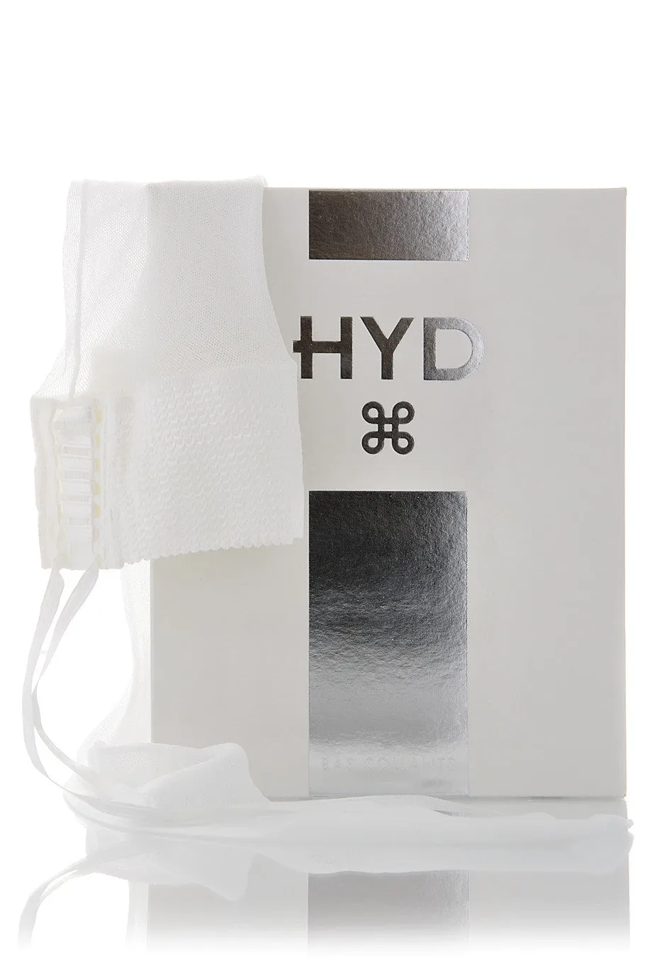 HYD VOILE Lace Ties Hold Ups White