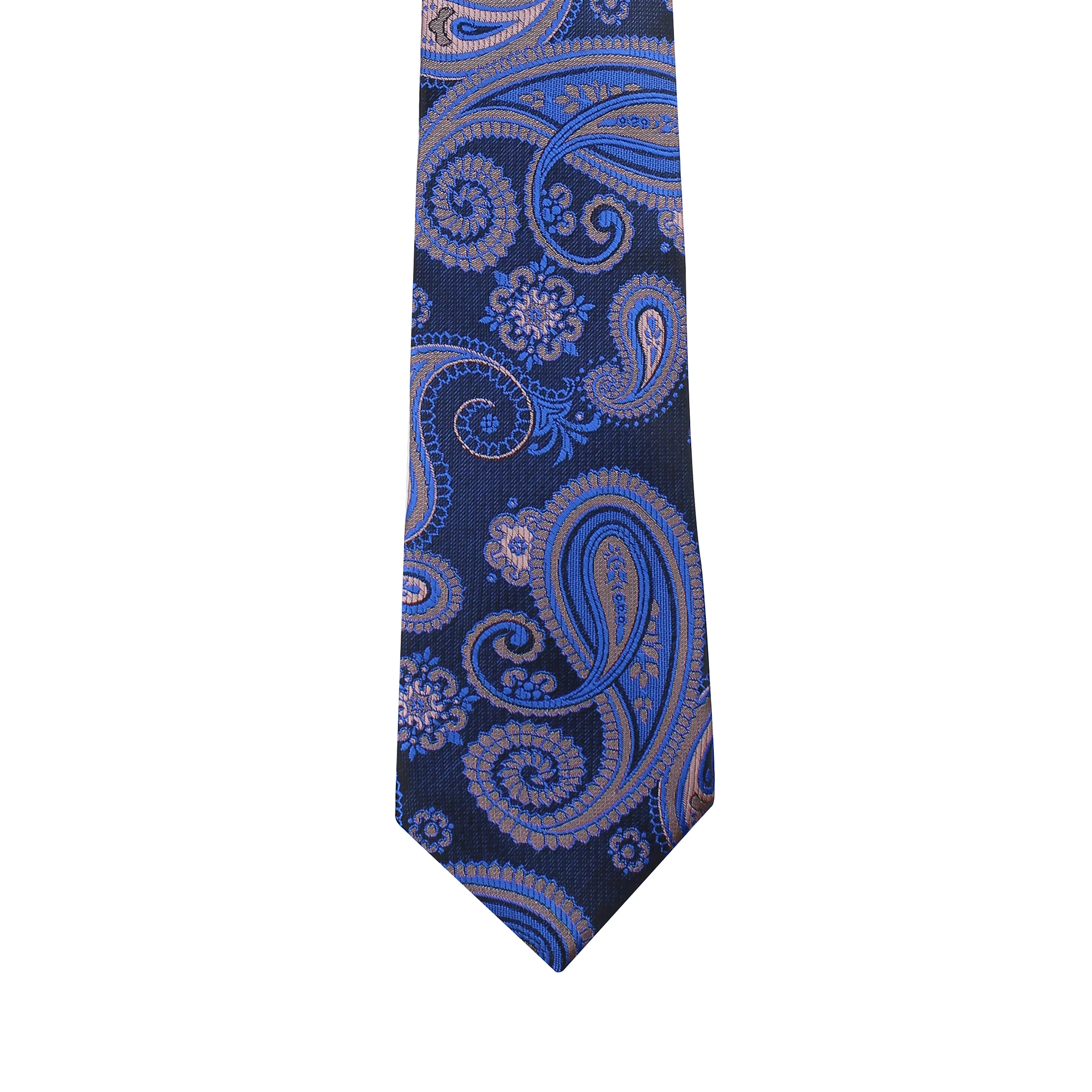 Kovove Blue Paisley Necktie and Pocket Square Gift Box
