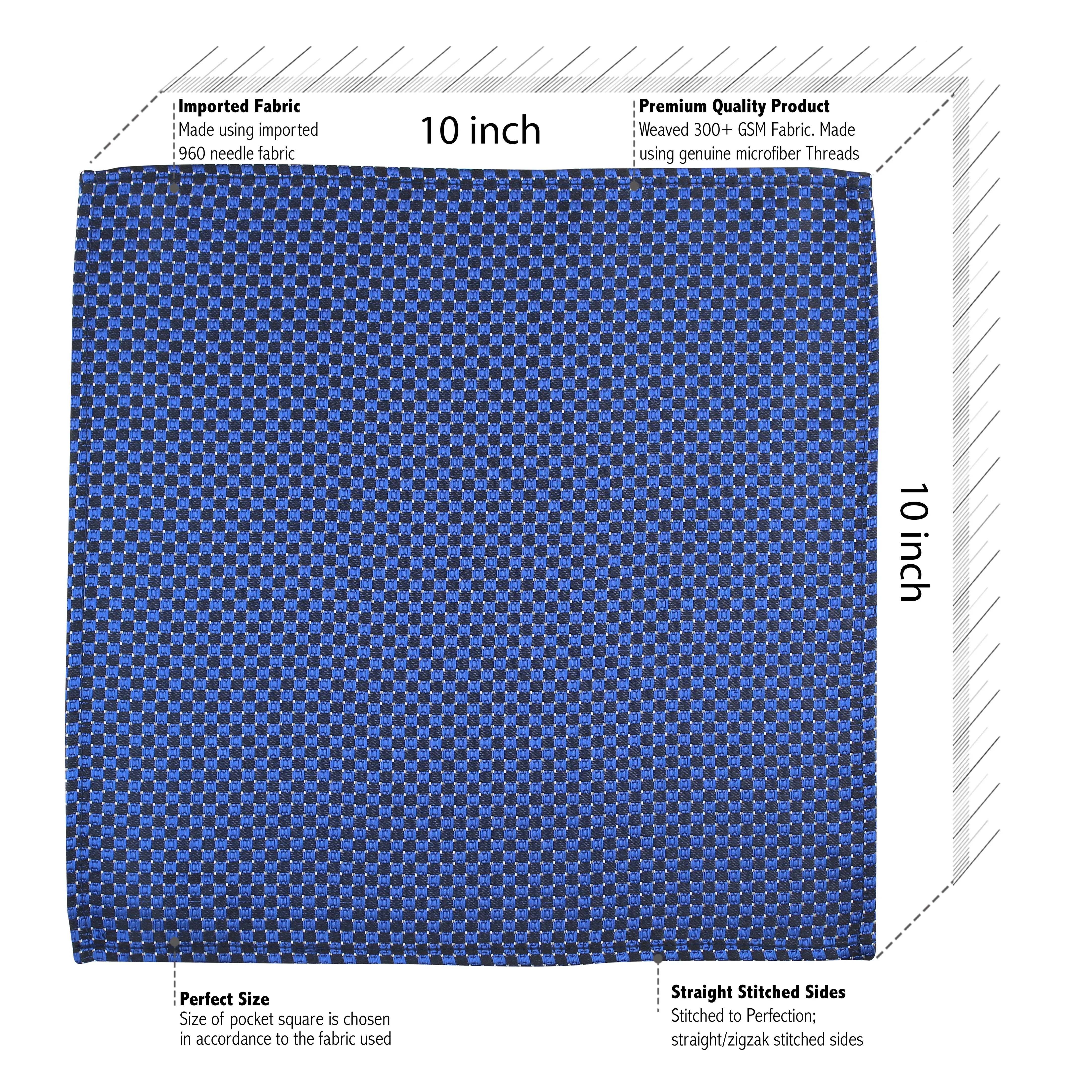Kovove Exotic Blue Checkered Pocket Square For Men