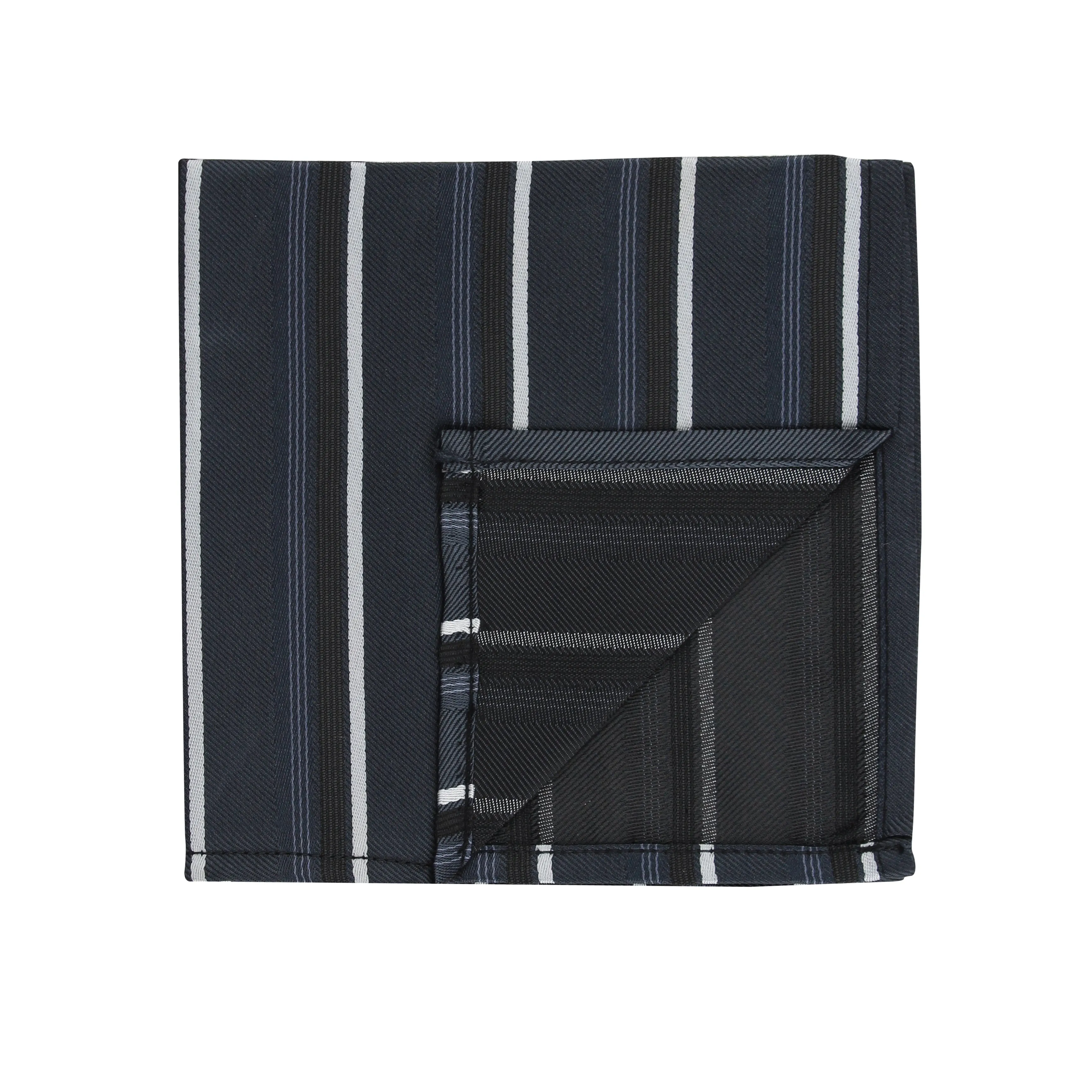 Kovove Graceful Black Striped Pocket Square For Men