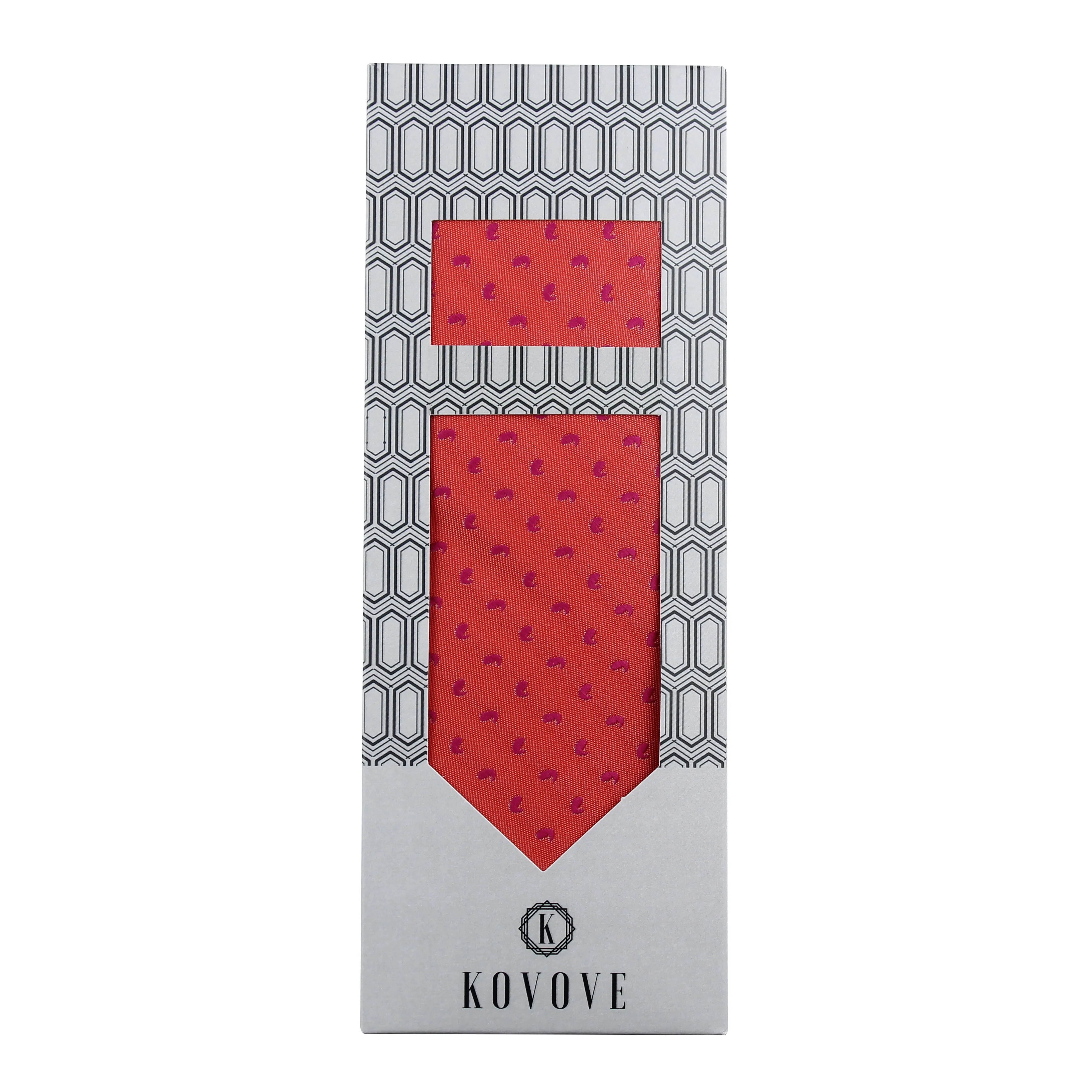 Kovove Pink Abstract Necktie and Pocket Square Gift Box