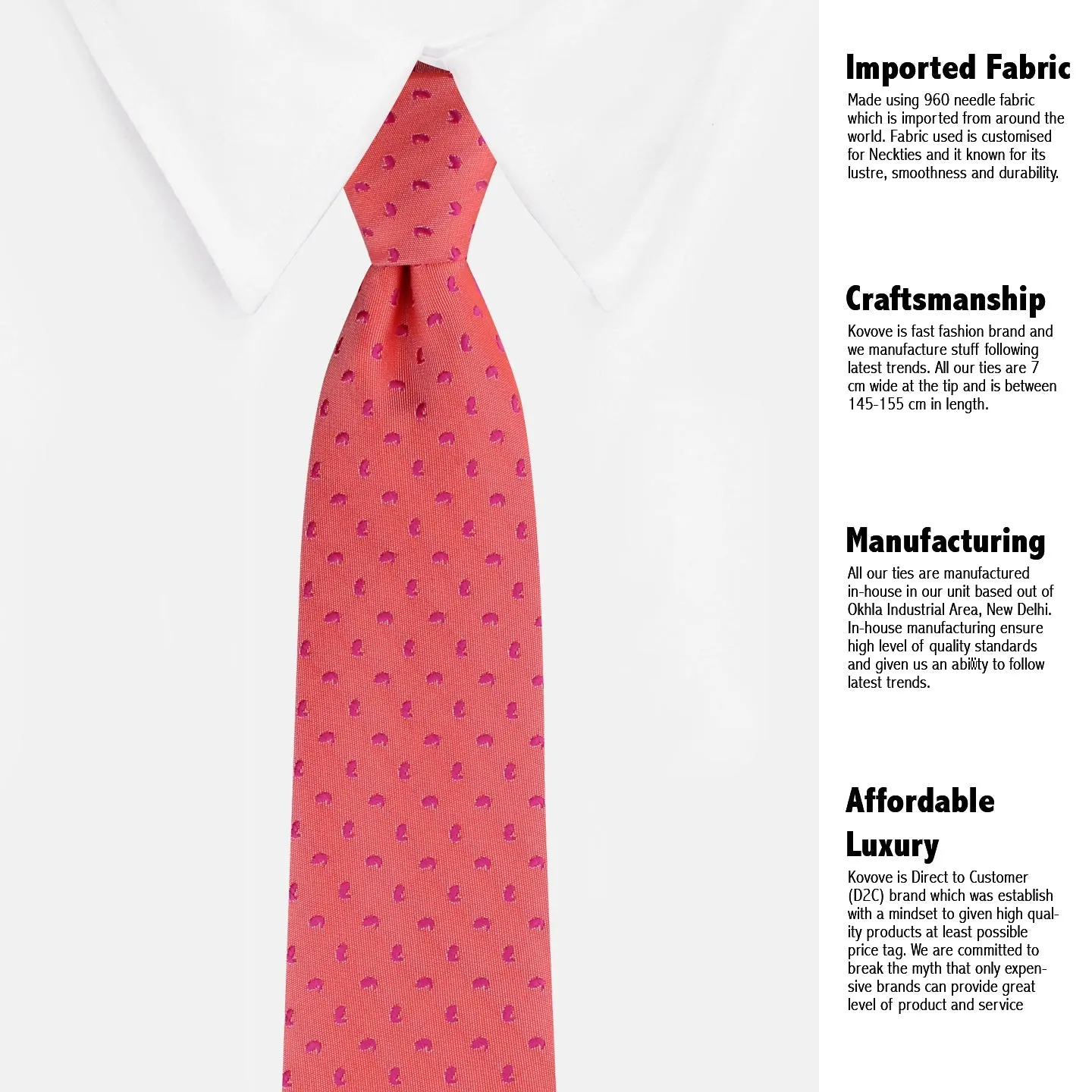 Kovove Pink Abstract Necktie and Pocket Square Gift Box