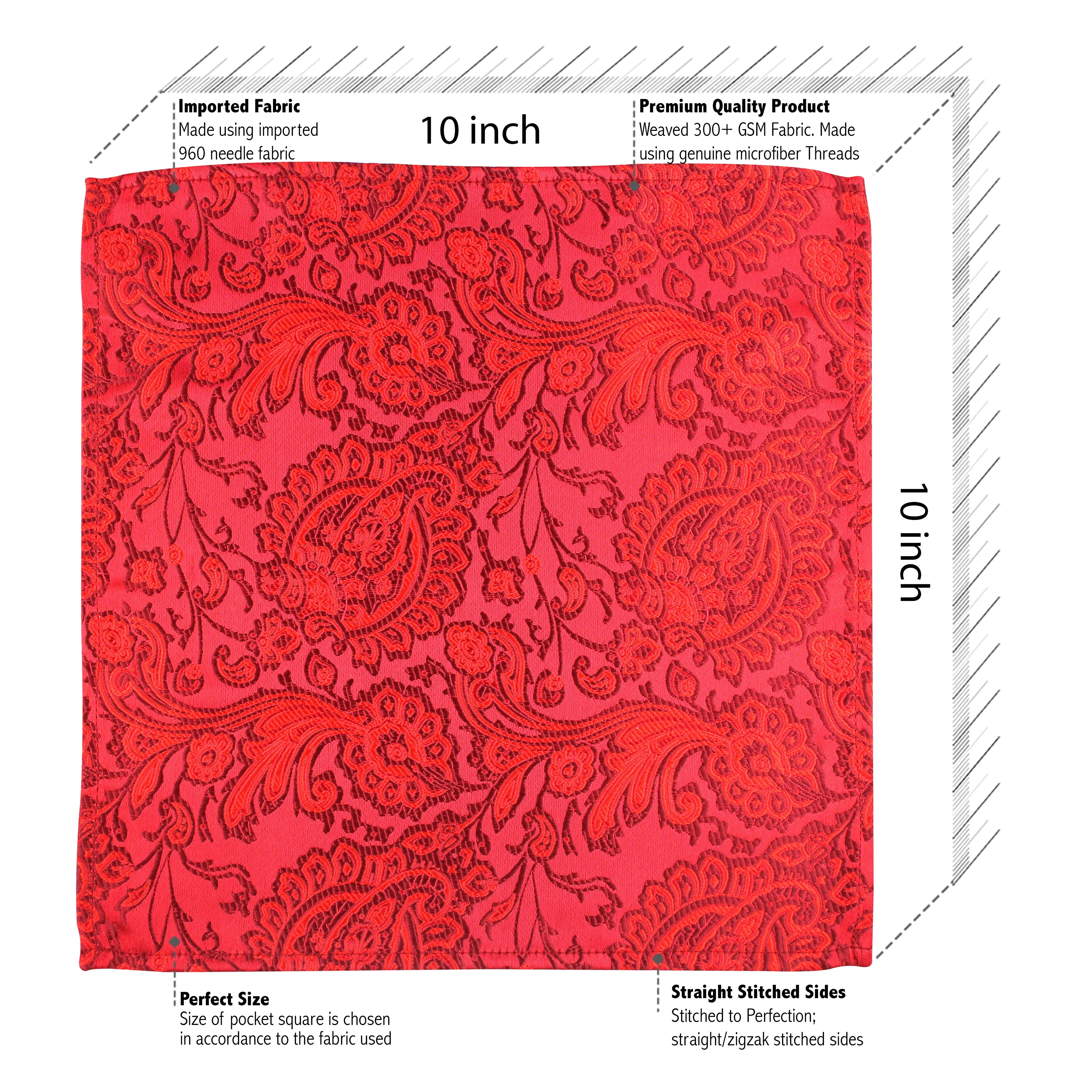 Kovove Red Floral Necktie and Pocket Square Gift Box