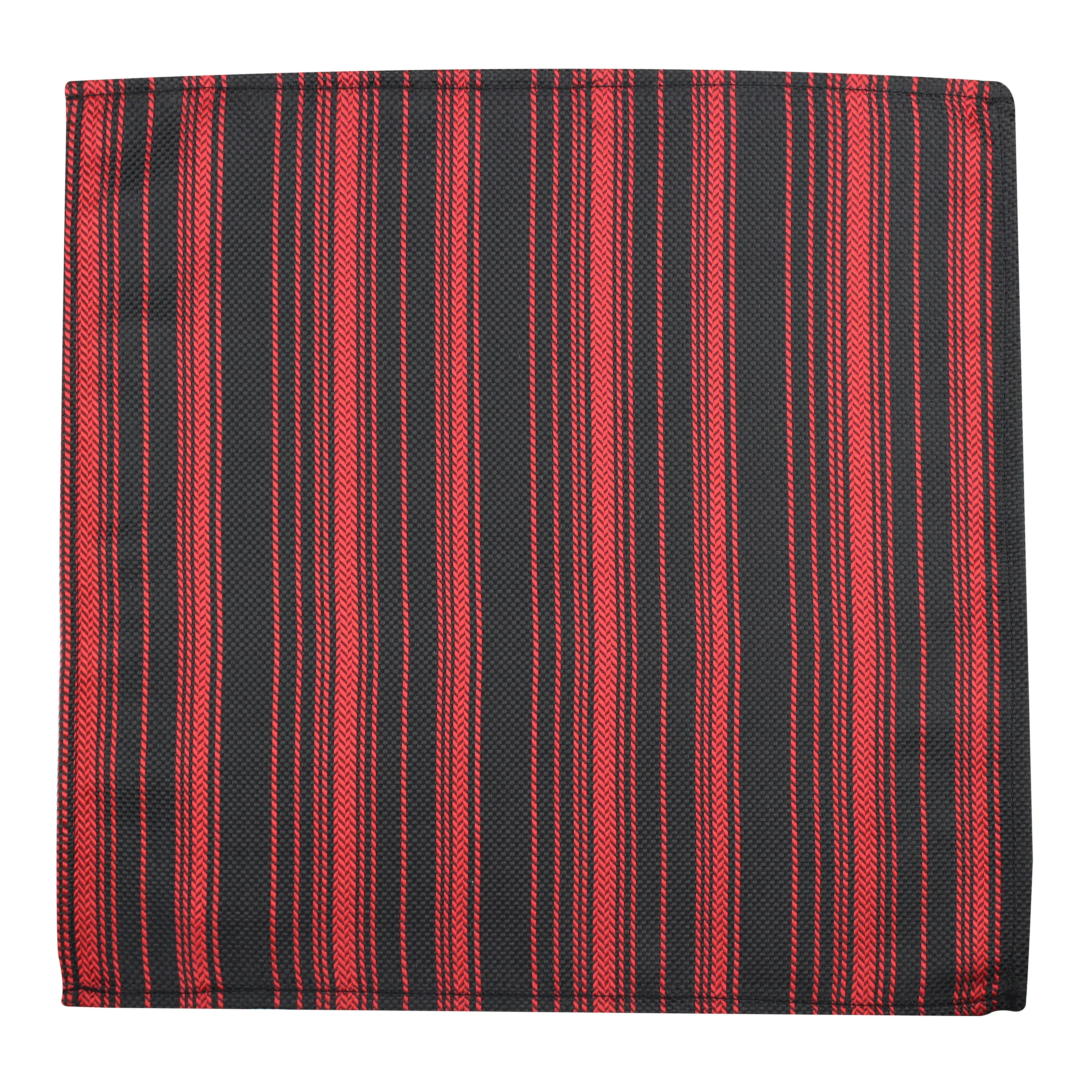 Kovove Royal Black & Red Striped Pocket Square For Men