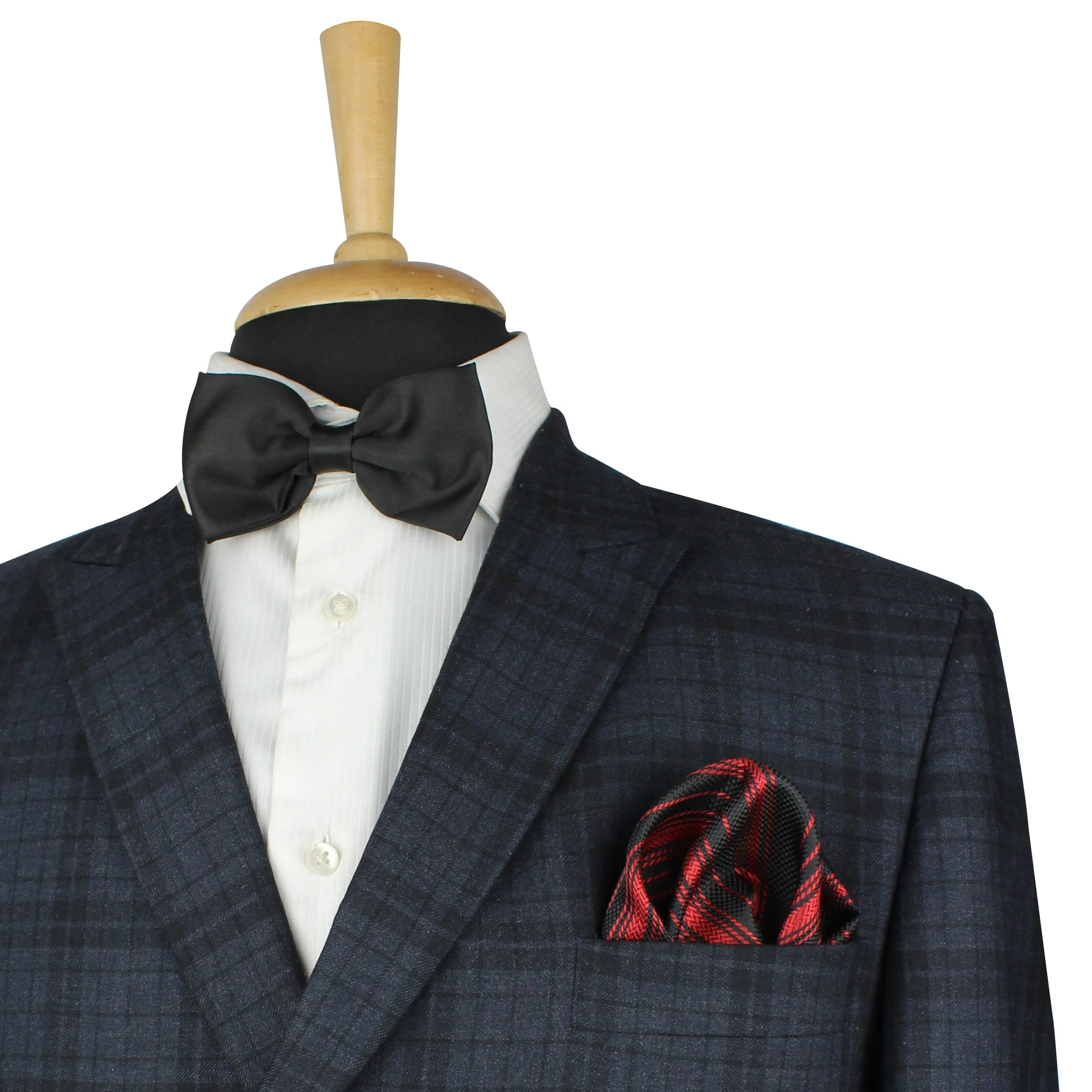 Kovove Royal Black & Red Striped Pocket Square For Men