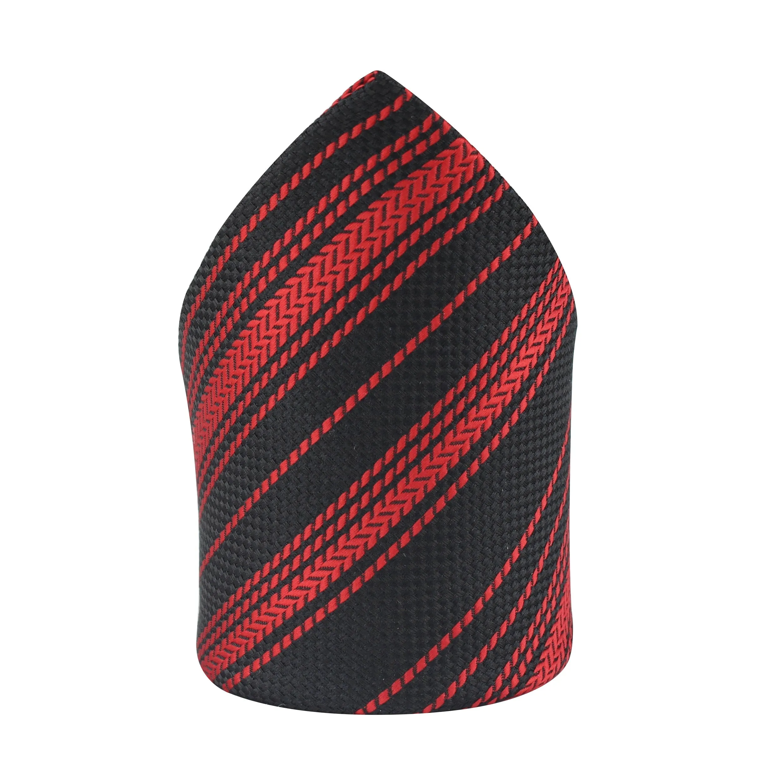 Kovove Royal Black & Red Striped Pocket Square For Men