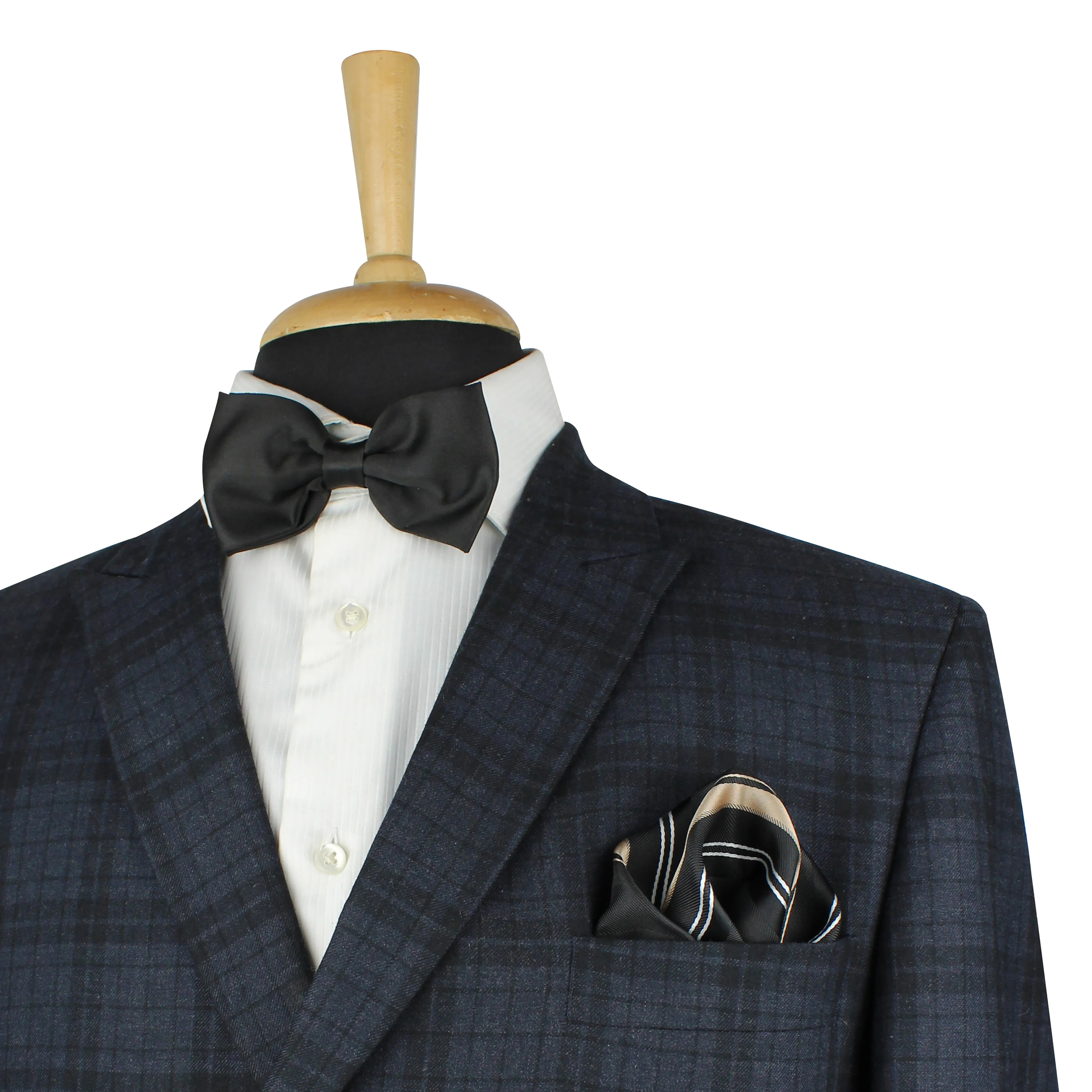 Kovove Smoothing Black Striped Necktie and Pocket Square Gift Box