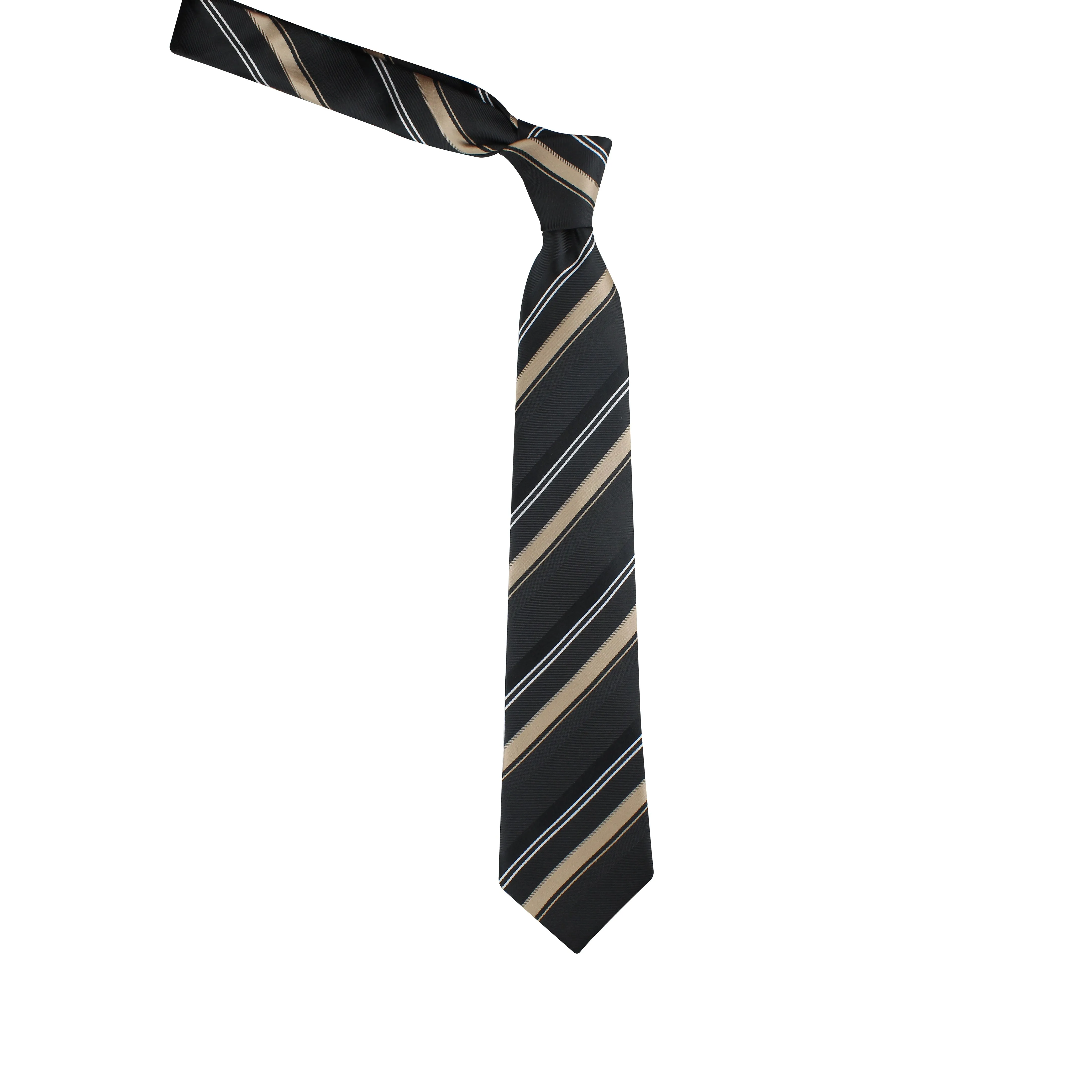 Kovove Smoothing Black Striped Necktie and Pocket Square Gift Box