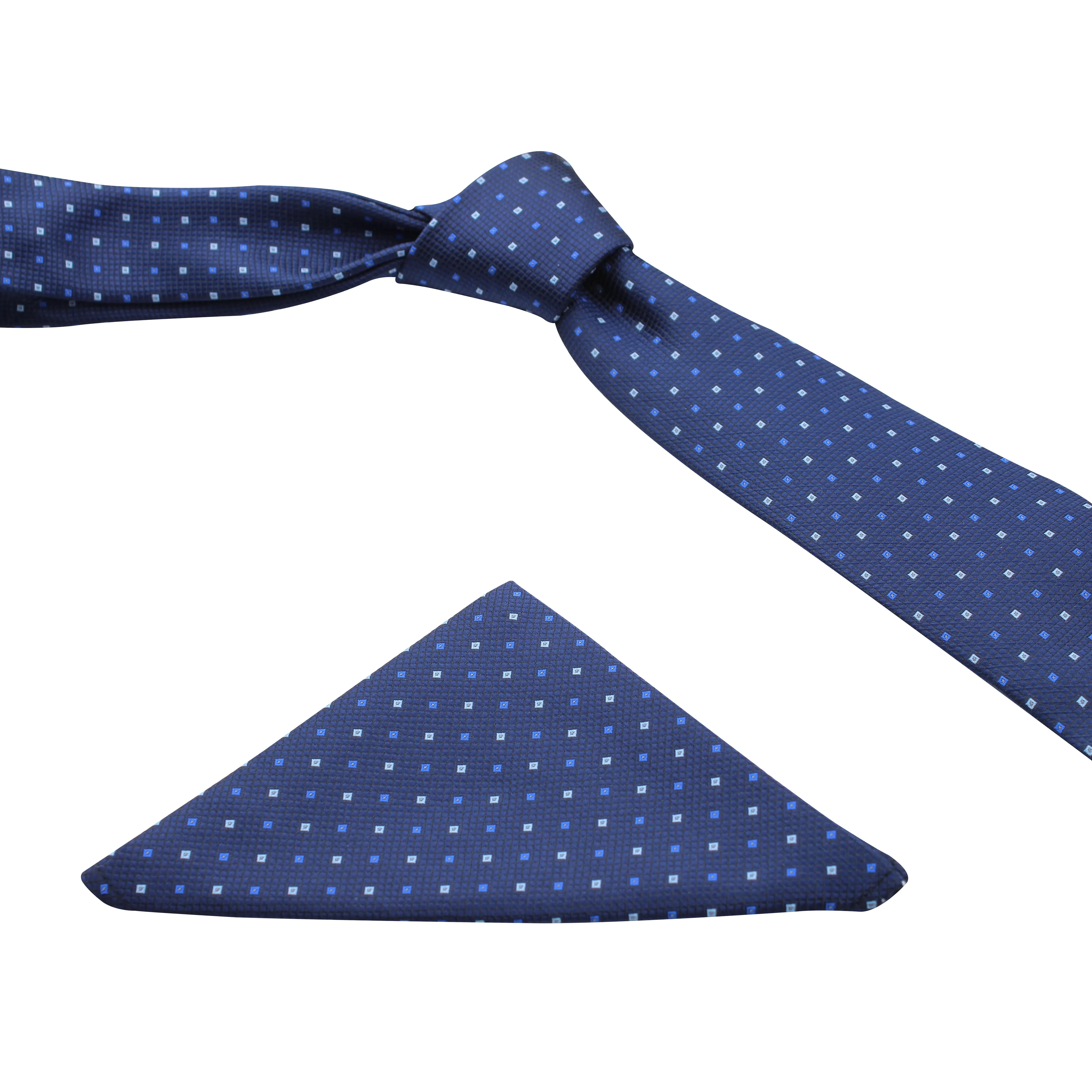 Kovove The Blue Treat Checkered Necktie and Pocket Square Gift Box