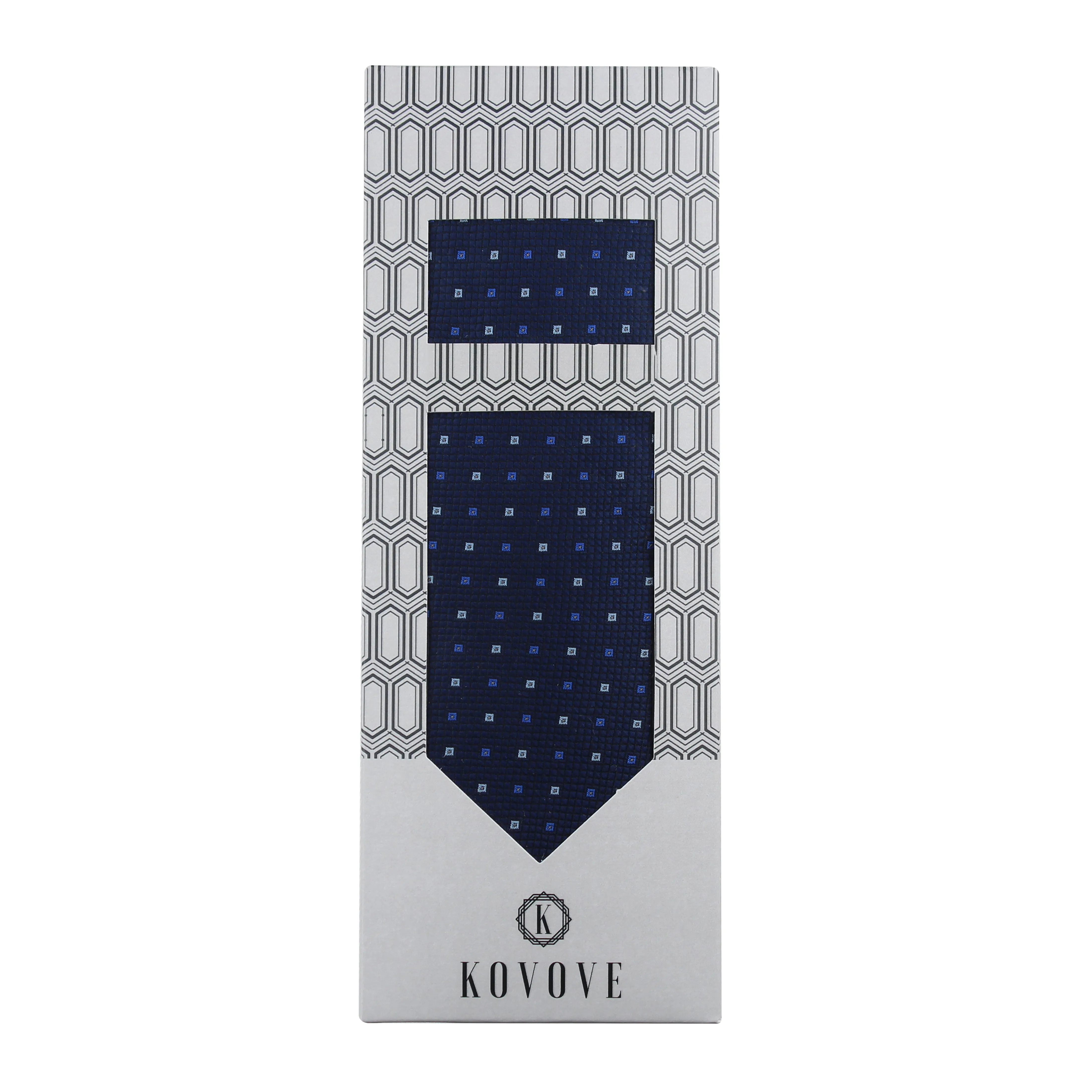 Kovove The Blue Treat Checkered Necktie and Pocket Square Gift Box
