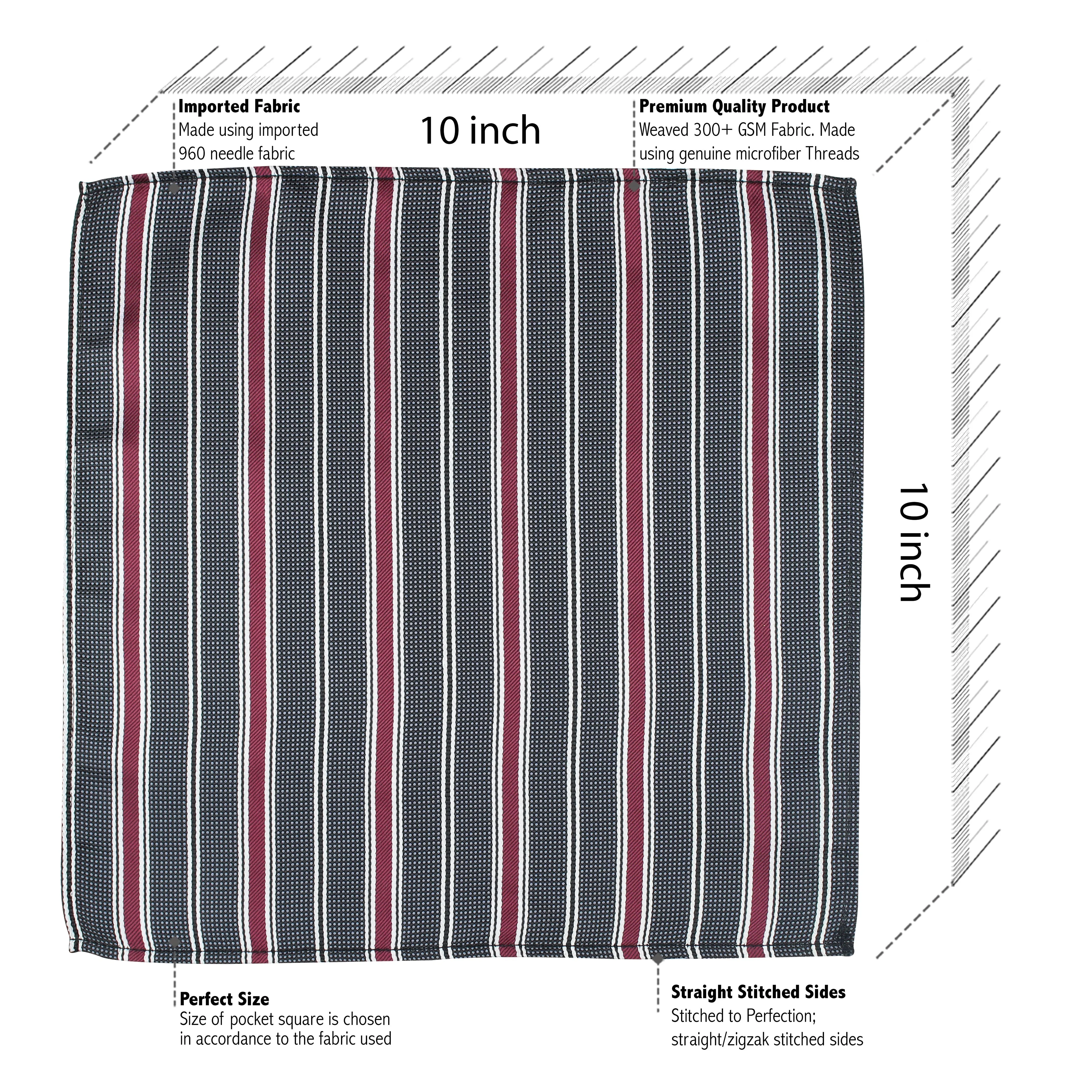 Kovove The Divine Striped Grey Necktie and Pocket Square Gift Box