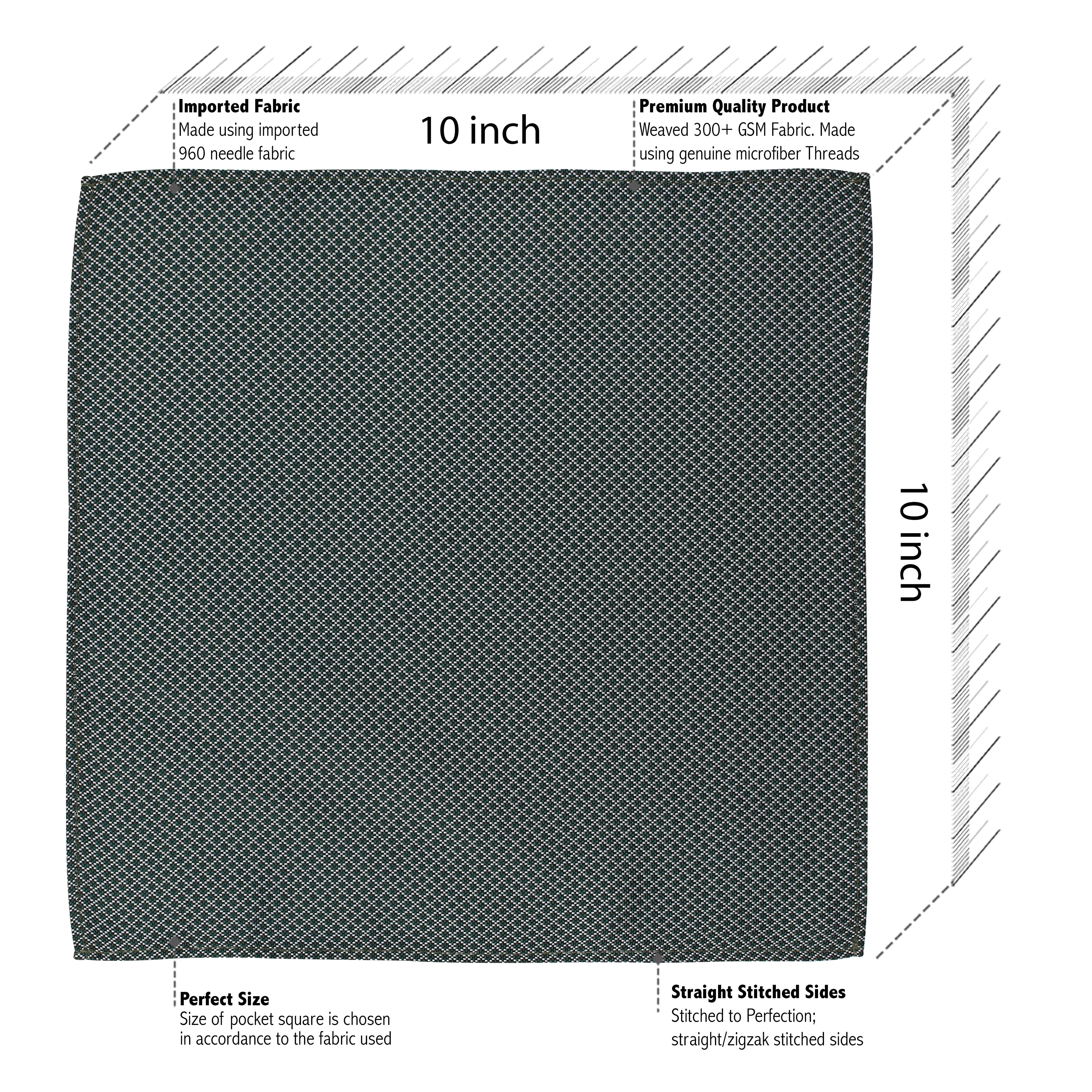 Kovove The Essentials Checkered Green Pocket Square For Men