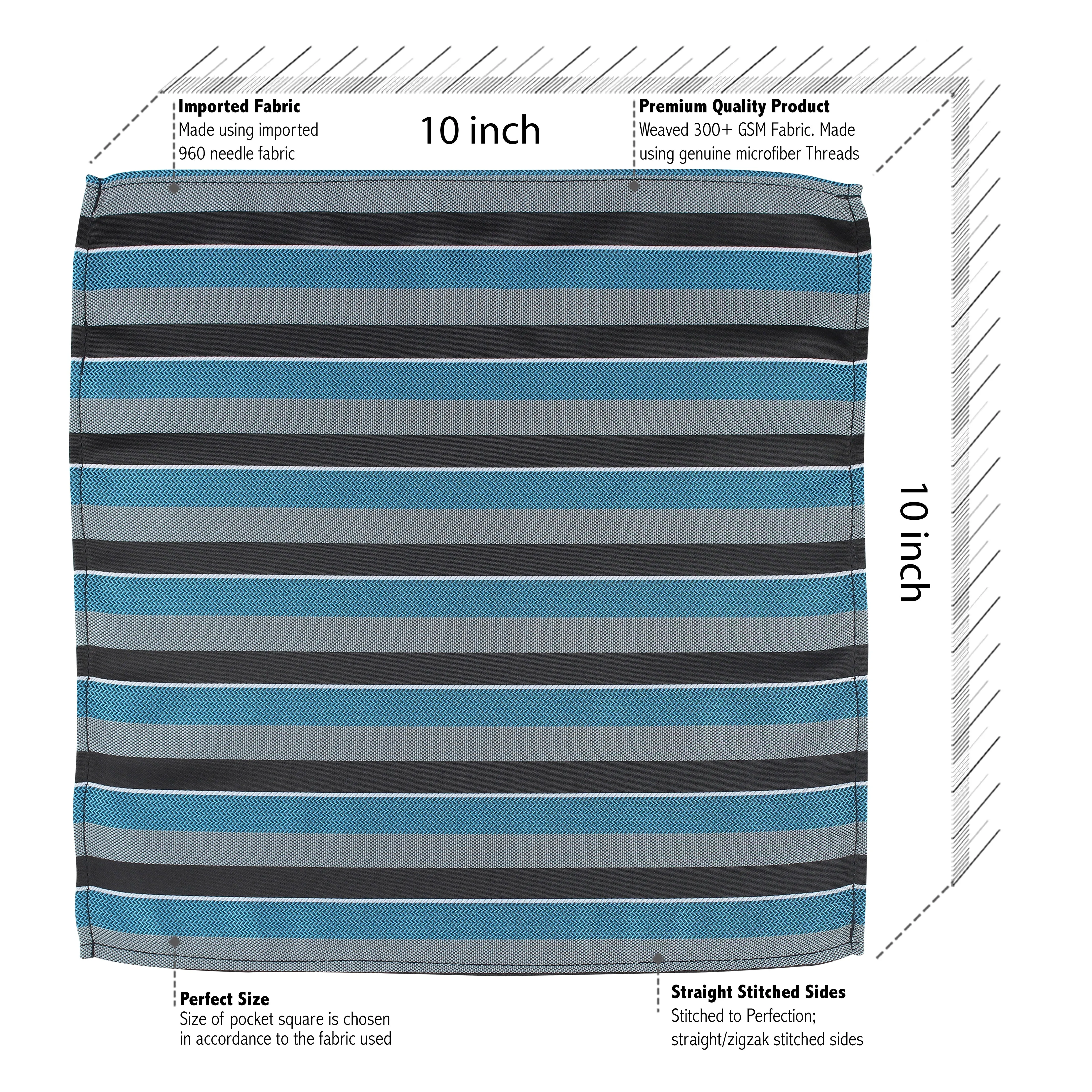 Kovove The Magma Striped Blue Necktie and Pocket Square Gift Box