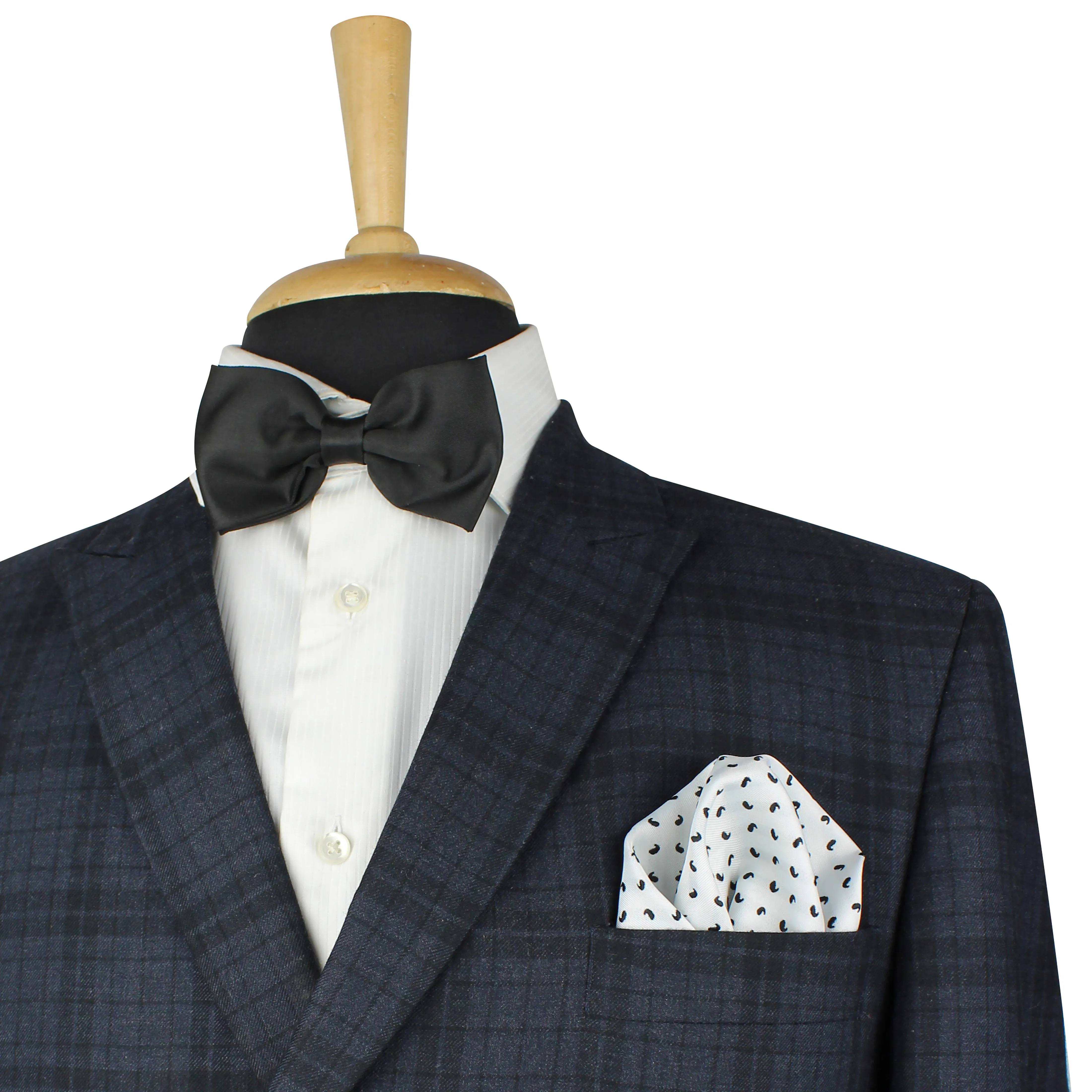 Kovove White Paisley Necktie and Pocket Square Gift Box