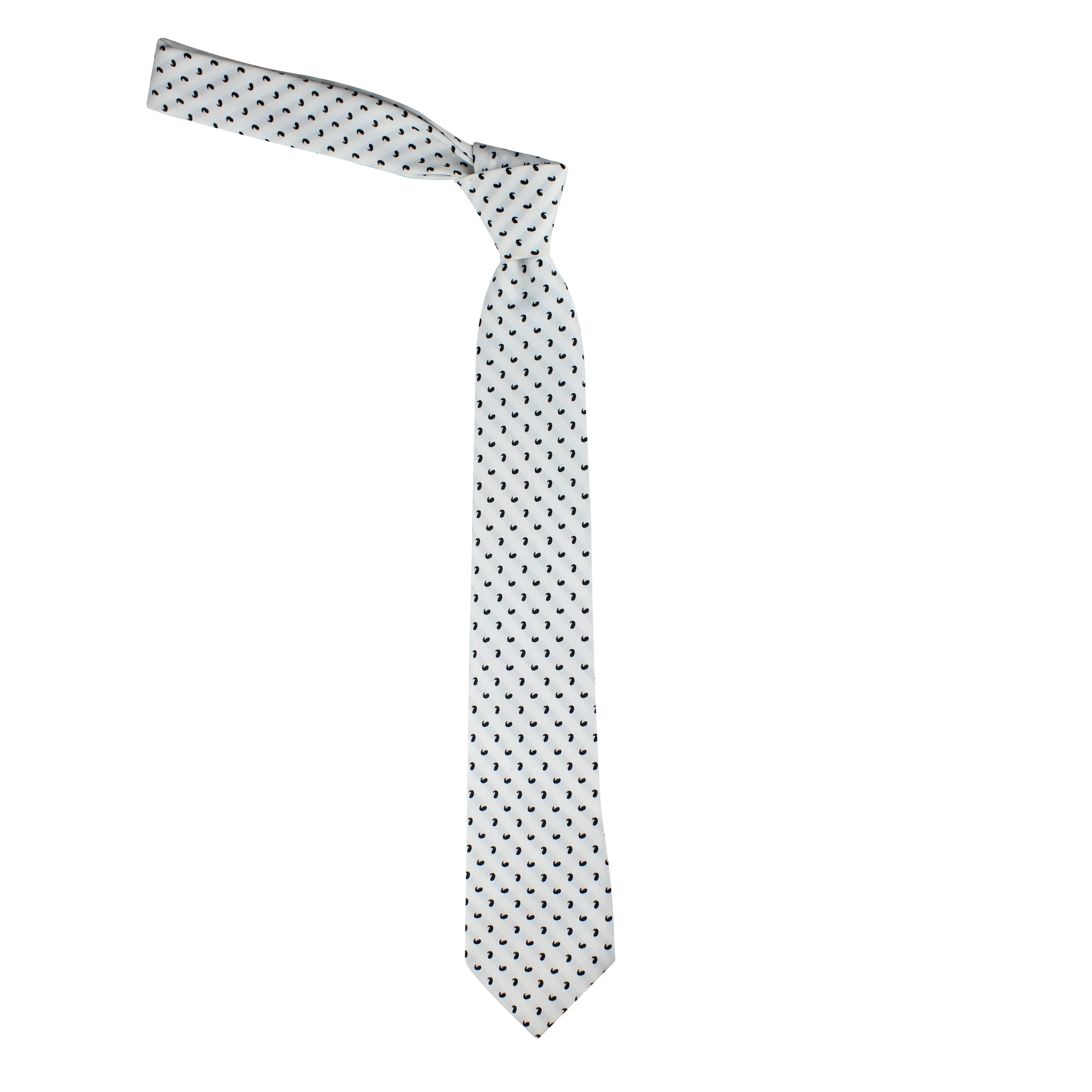 Kovove White Paisley Necktie and Pocket Square Gift Box