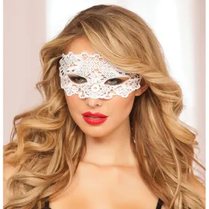 Lace Eye Mask w/Satin Ribbon Ties White O/S