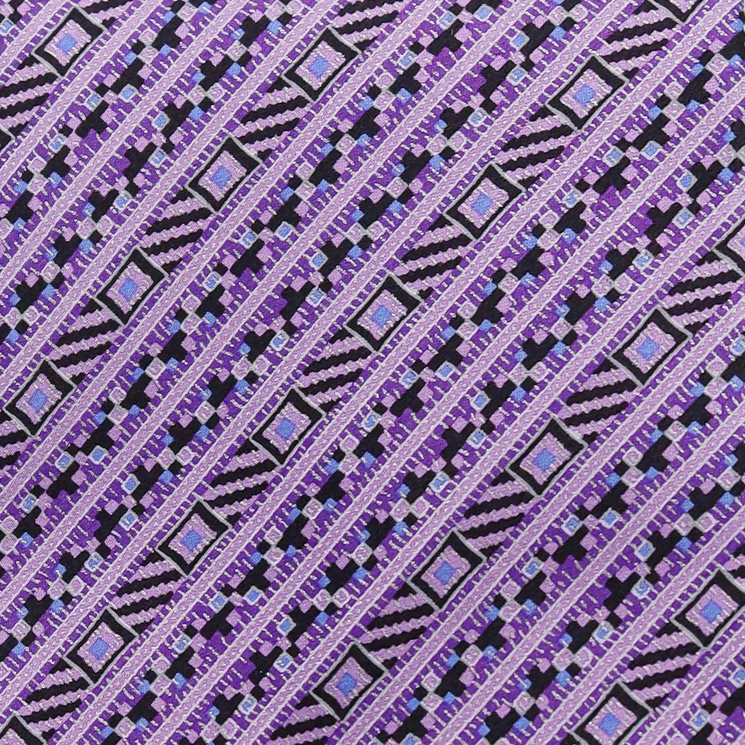 LAVENDER GEOMETRIC DESIGN WITH STRIPES SILK TIE
