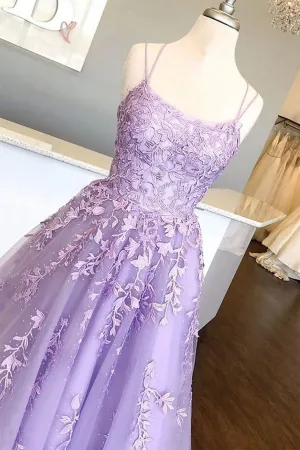 Lilac Prom Dresses With Appliques Long Princess Prom Dress Prom Dance Dress Formal Prom Dress