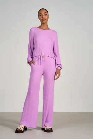Long Sleeve Drawstring Top - Lavender
