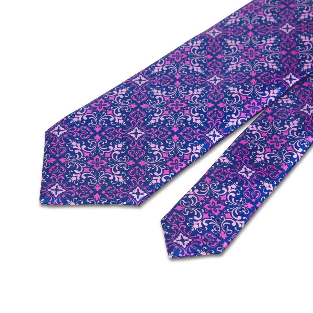 Lorenzo the Magnificent Purple and Blue Duchesse Silk Tie