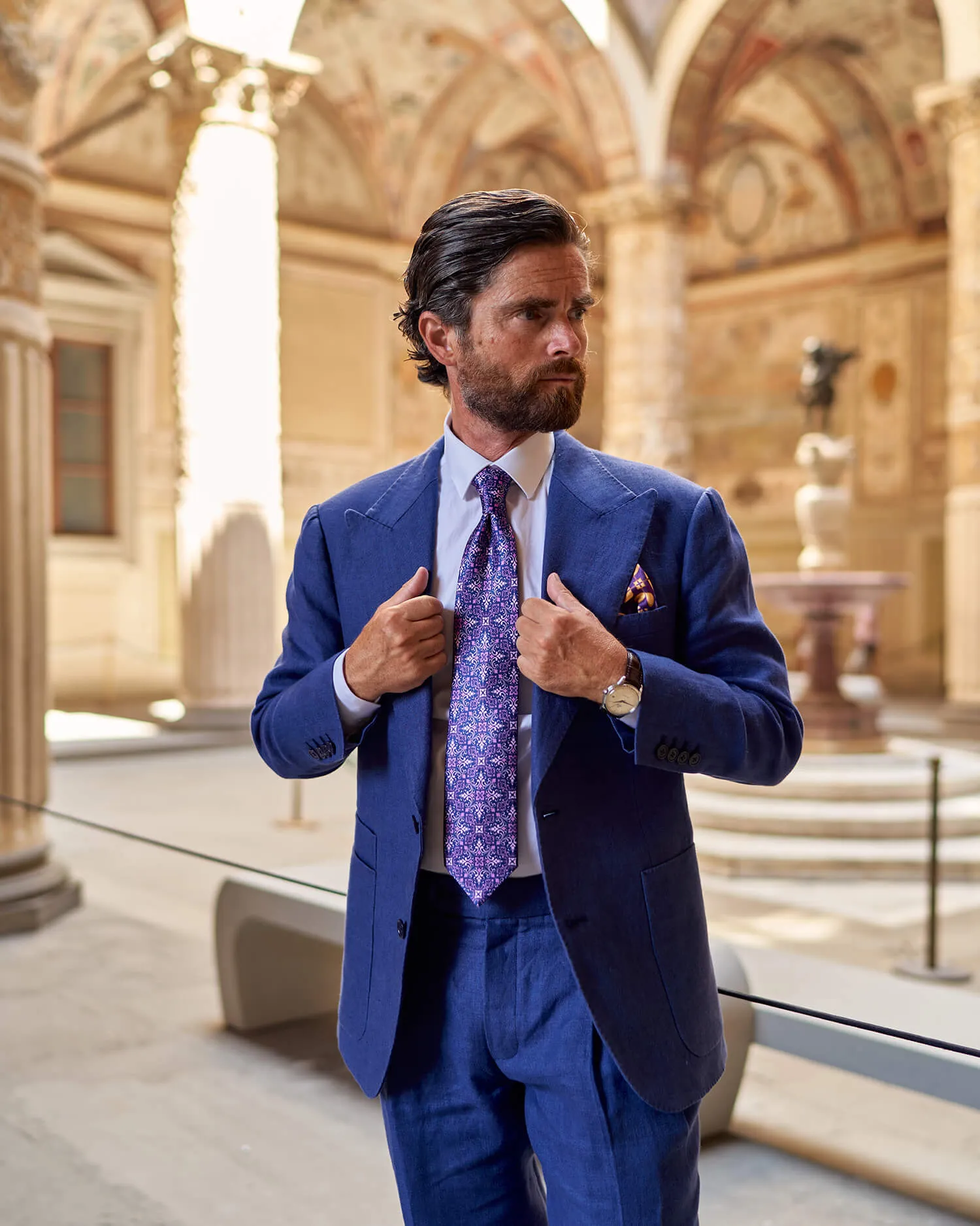 Lorenzo the Magnificent Purple and Blue Duchesse Silk Tie