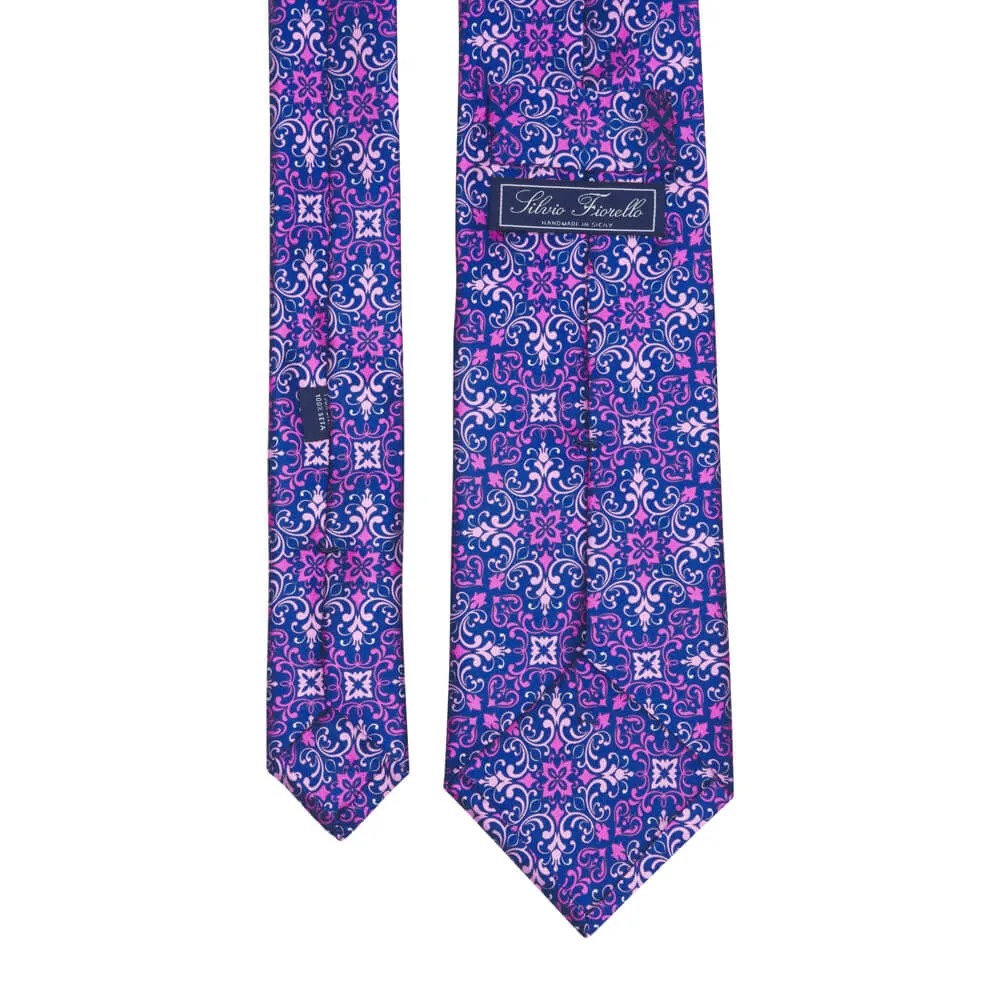Lorenzo the Magnificent Purple and Blue Duchesse Silk Tie