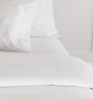 Loretto White Embroidered Percale Duvet Cover