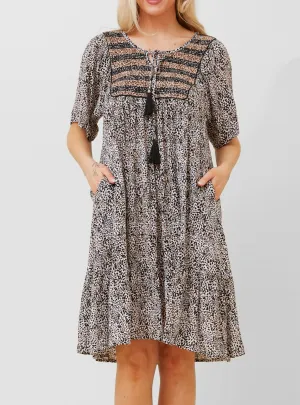 MANDY DRESS - Beige Multi