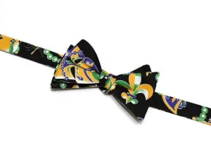 Mardi Gras Mask & Beads Bow Tie
