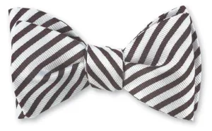 Maroon/ White Sherman Striped Bow Tie - B2547