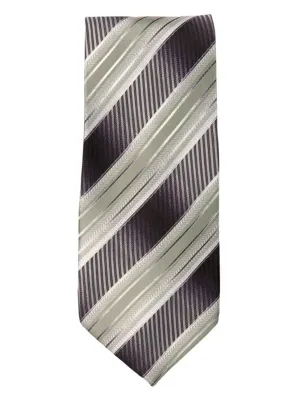 Marquis Men's Grey And Green Stripes 3 1/4 Tie & Hanky Set TH102-015