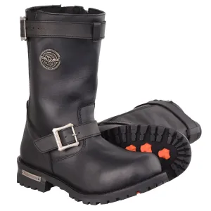 Mens 11 Inch Classic Engineer Leather biker Boot-Wide