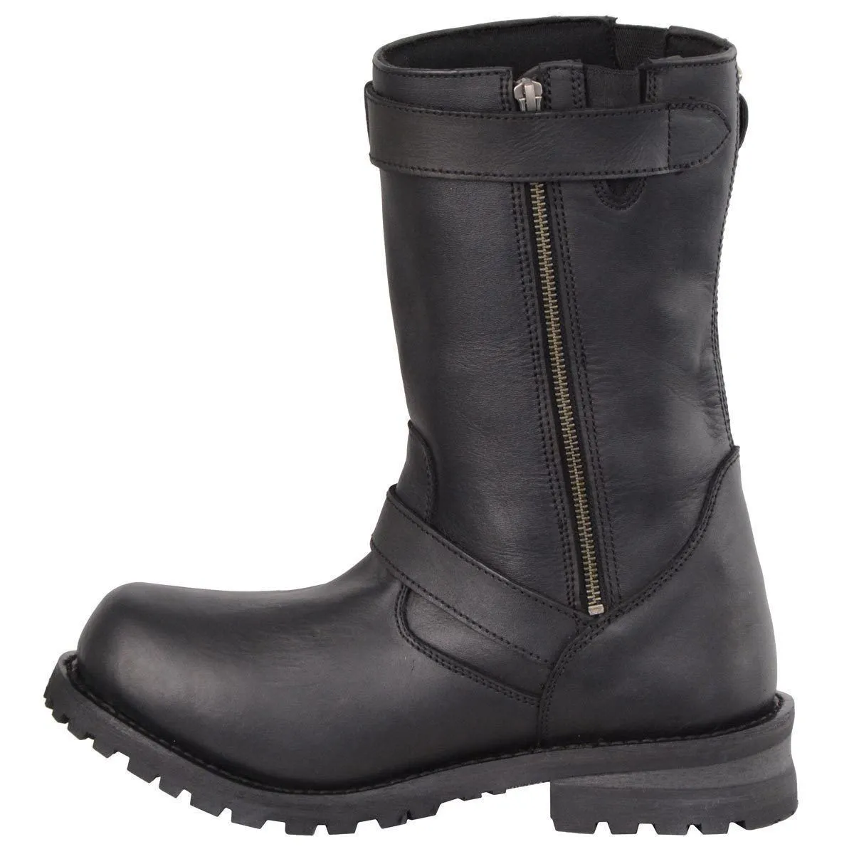 Mens 11 Inch Classic Engineer Leather biker Boot-Wide