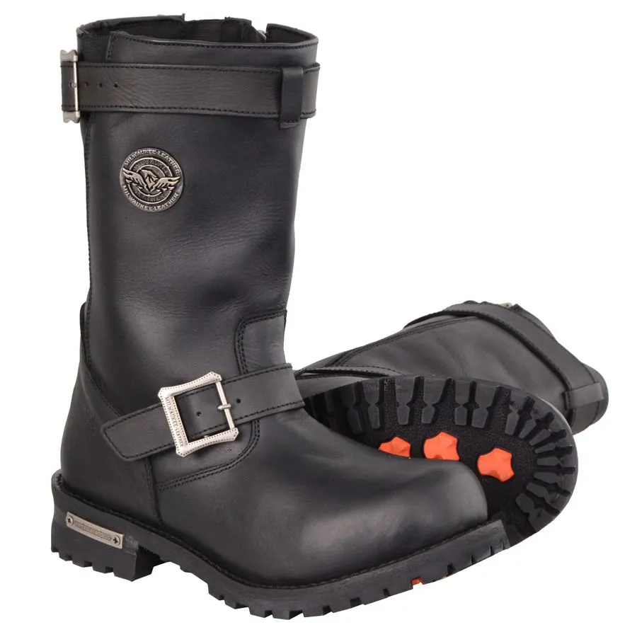 Mens 11 Inch Classic Engineer Leather biker Boot-Wide