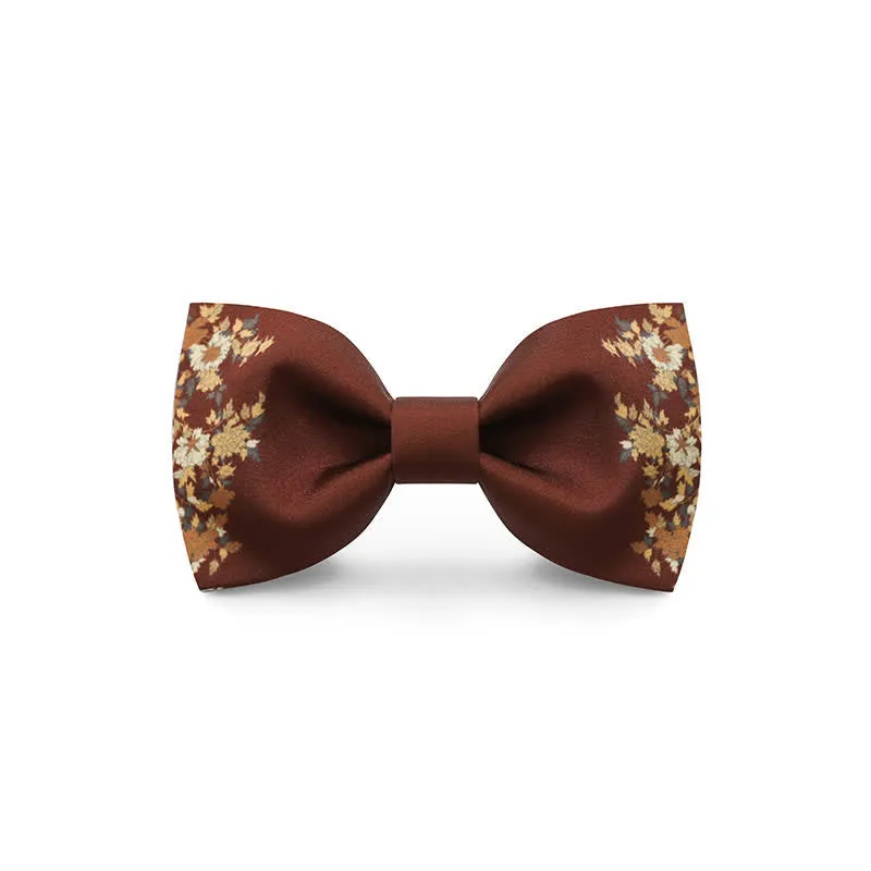 Men's Red Flower Printed Wedding Bow Tie