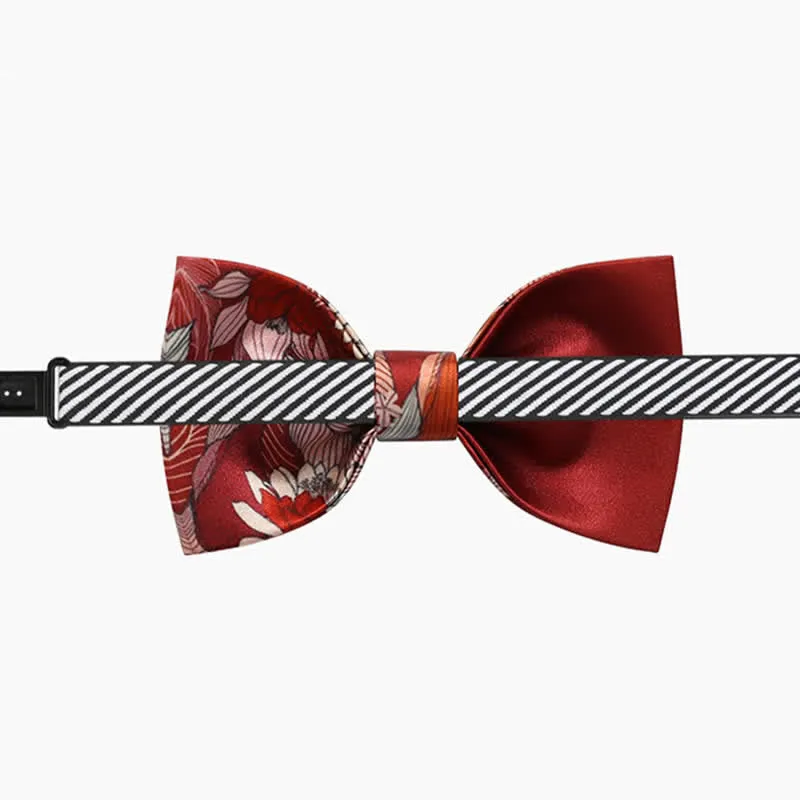 Men's Red Flower Printed Wedding Bow Tie