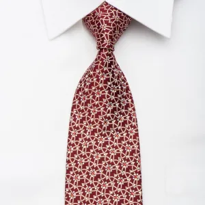 Men's Rhinestone Silk Neck Tie By Countess Mara Golden Trellis & Sparkles On Red