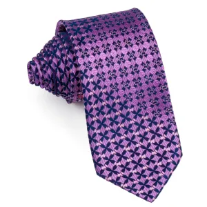Metro City Men's Scottie Dog Silk Neck Tie Purple & Black With Rhinestones