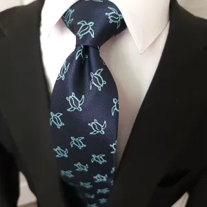 Navy Blue Light Blue Turtle Pattern Tie