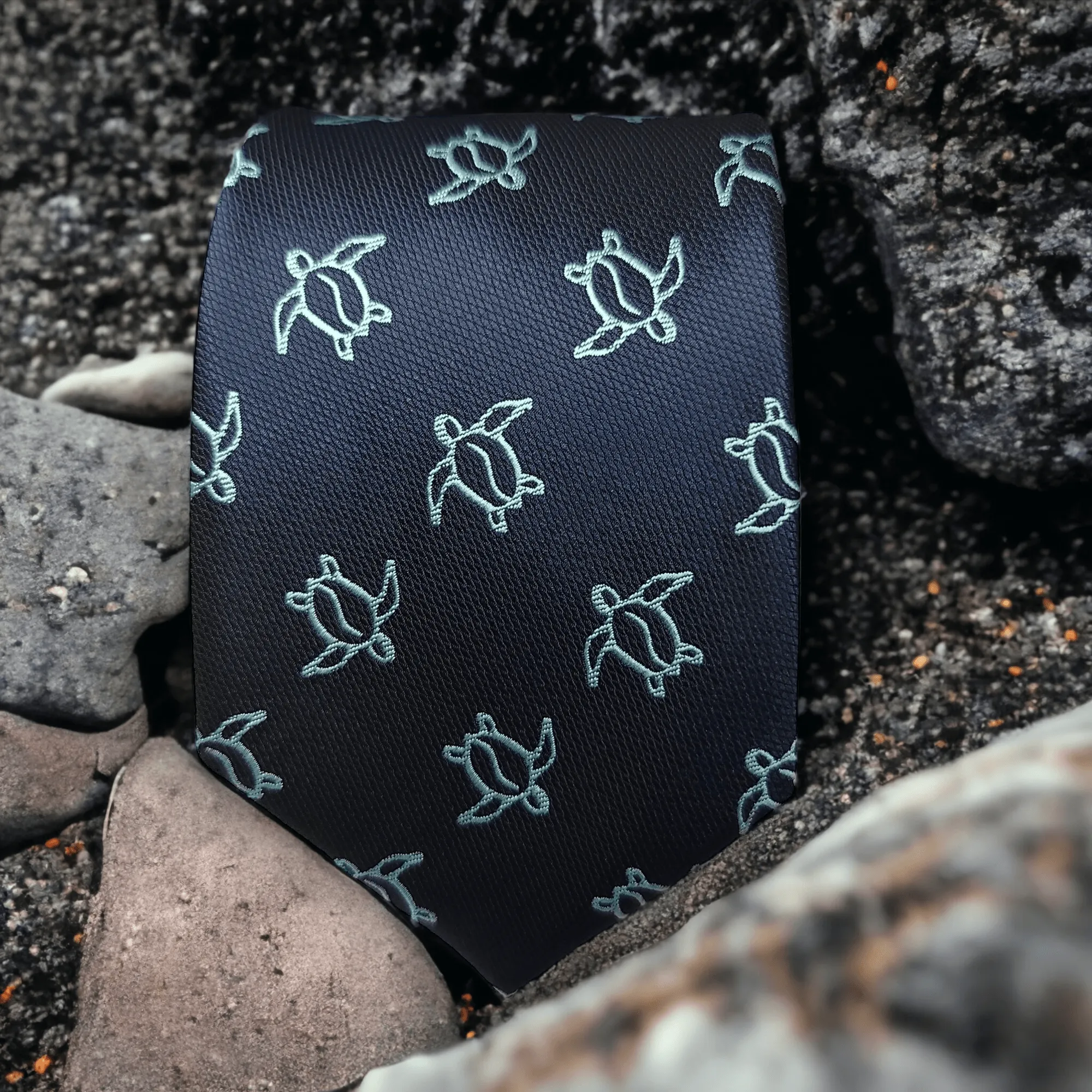Navy Blue Light Blue Turtle Pattern Tie
