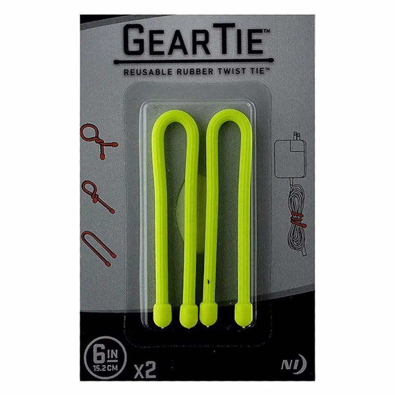 Nite Ize GearTie Reusable Rubber Twist Tie 6&#34; inch 2 Pack - Neon Yellow