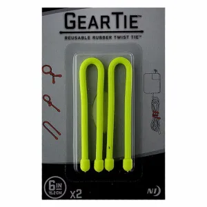 Nite Ize GearTie Reusable Rubber Twist Tie 6&#34; inch 2 Pack - Neon Yellow