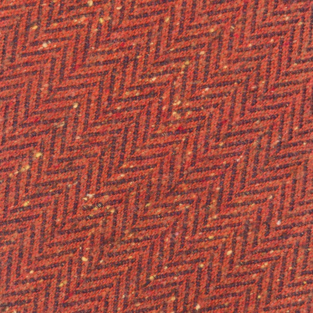 Orange Herringbone Cotton Silk Wool Tie