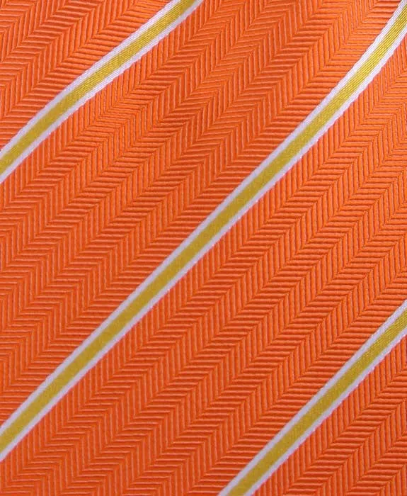 Orange Striped Silk Tie
