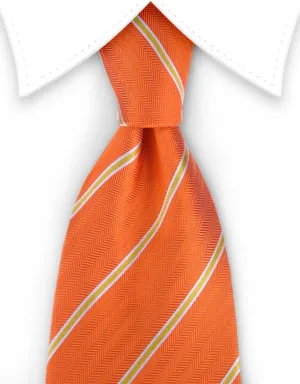 Orange Striped Silk Tie